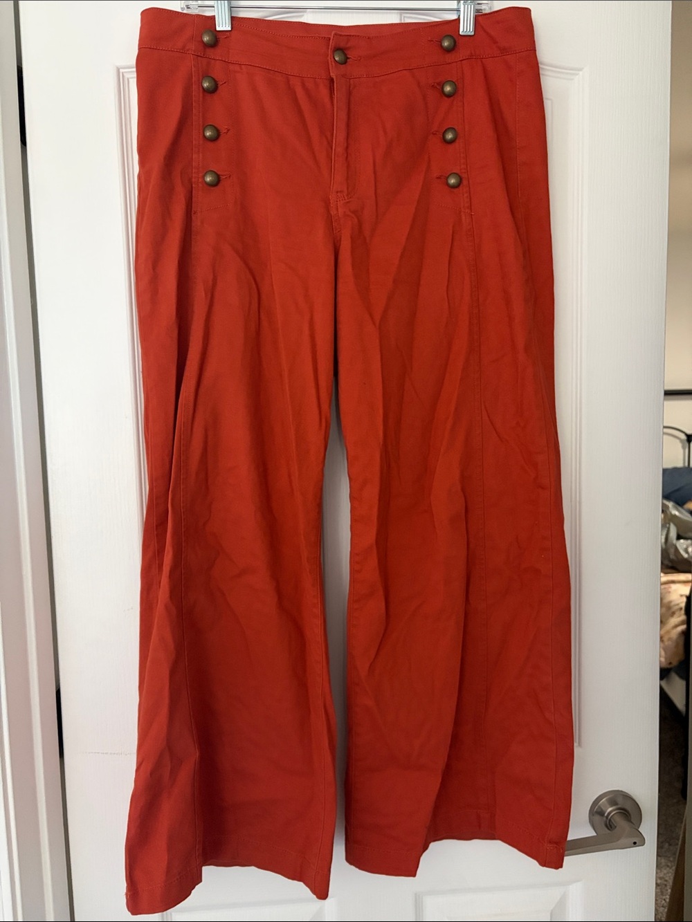 St. John's Bay Orange Wide-Leg Button-Accent Pants